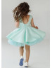 Mint Satin Open Back Flower Girl Dress